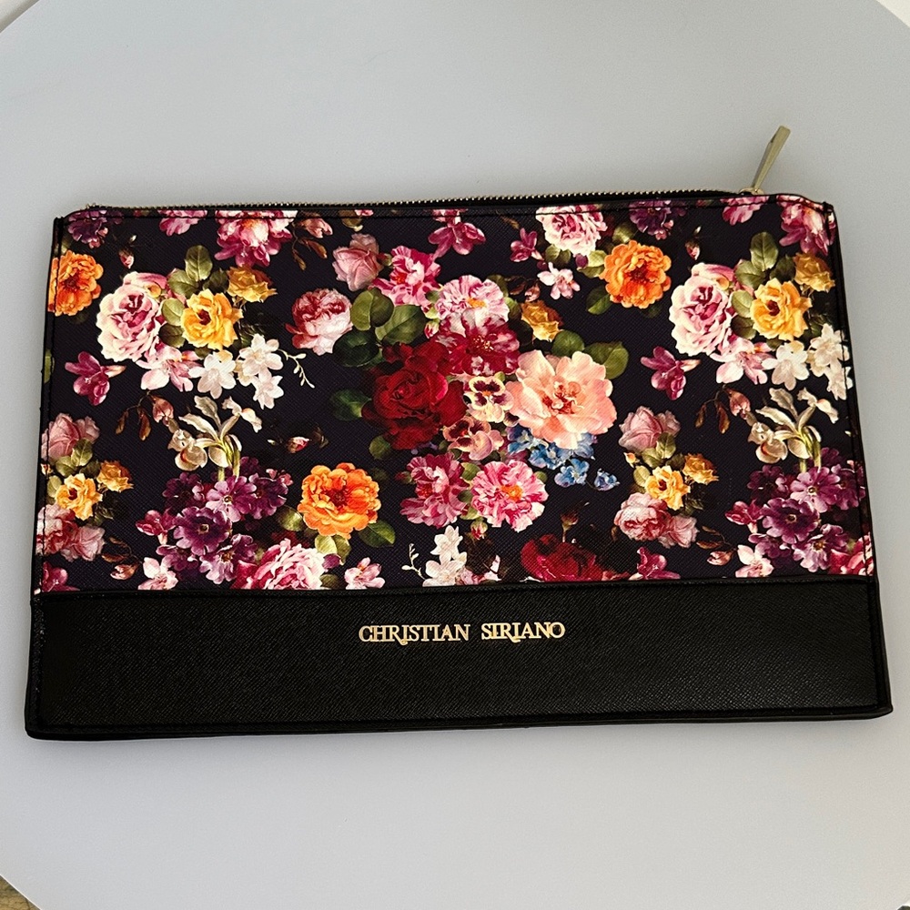 Christian Siriano Black Floral Pouch